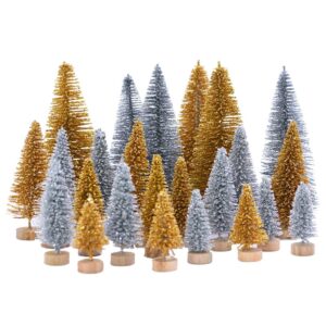 Mini árbol de Navidad de fibra de Sisal, 5-16cm, pino helado, bricolaje, artesanía, decoración de mesa de fiesta de Navidad, adornos de Navidad, 5 uds.